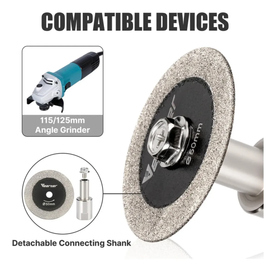 Алмазний диск для різання скла та плитки 50 мм з перехідником M14, набір 5 дисків + 1 тримач (412303673) Київ