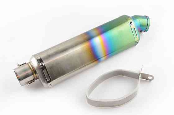 Глушник (тюнінг) 300 * 88mm, кріп. Ø48mm (нержавіюча сталь, веселка, прямоток, mod:6) Київ