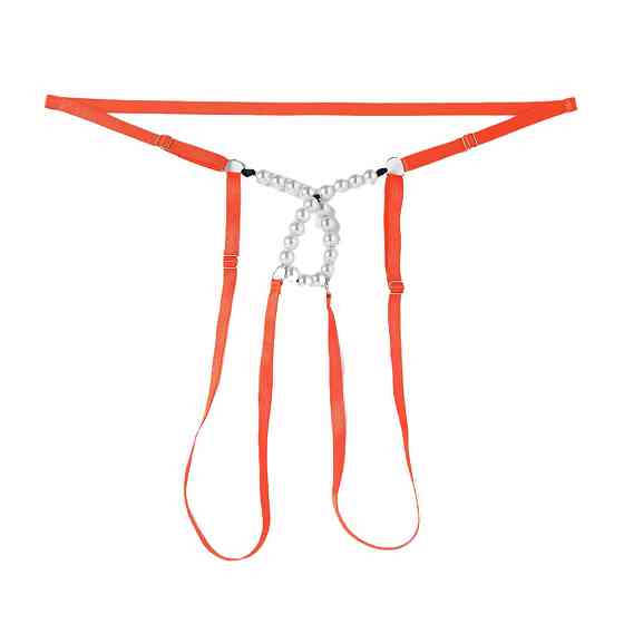 Стрінги чоловічі з намистинками one size помаранчевий Київ