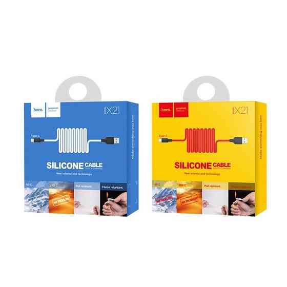 Кабель USB - Type-C HOCO X21 2A 1m силиконовый TPE разъемы цвет черный+Red 6957531071419 Одесса