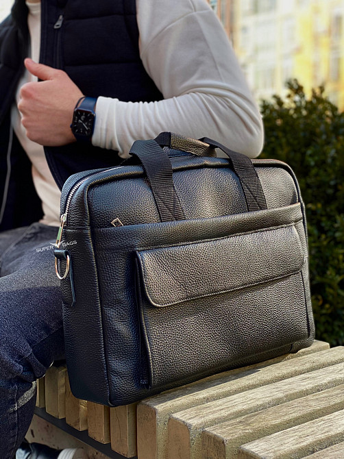 Чоловіча шкіряна ділова сумка портфель для ноутбука та документів Tiding Bag Київ - фото 3