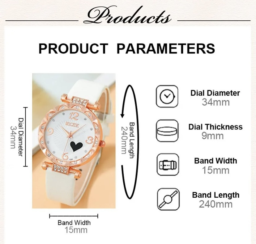 Подарочный набор для женщин Сердце: наручные часы браслет ожерелье и серьги в подарочной коробочке Киев - изображение 7