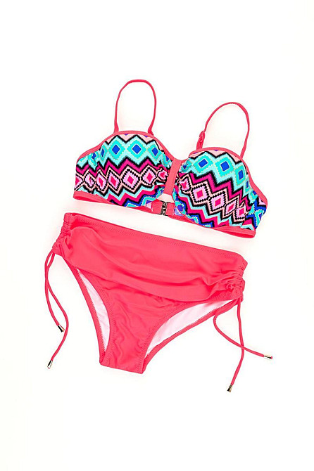 Купальник жіночий роздільний, кораловий, топ Крохатушка одяг Київ - фото 1