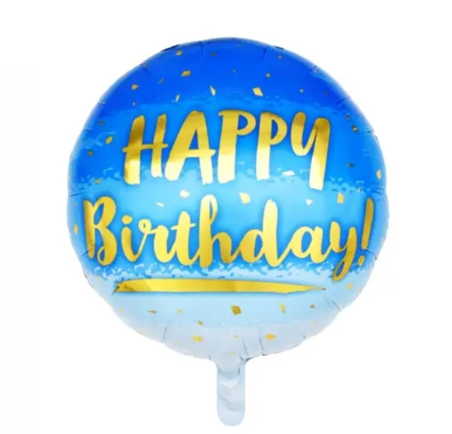 Фольгированный шар happy birthday синий 18