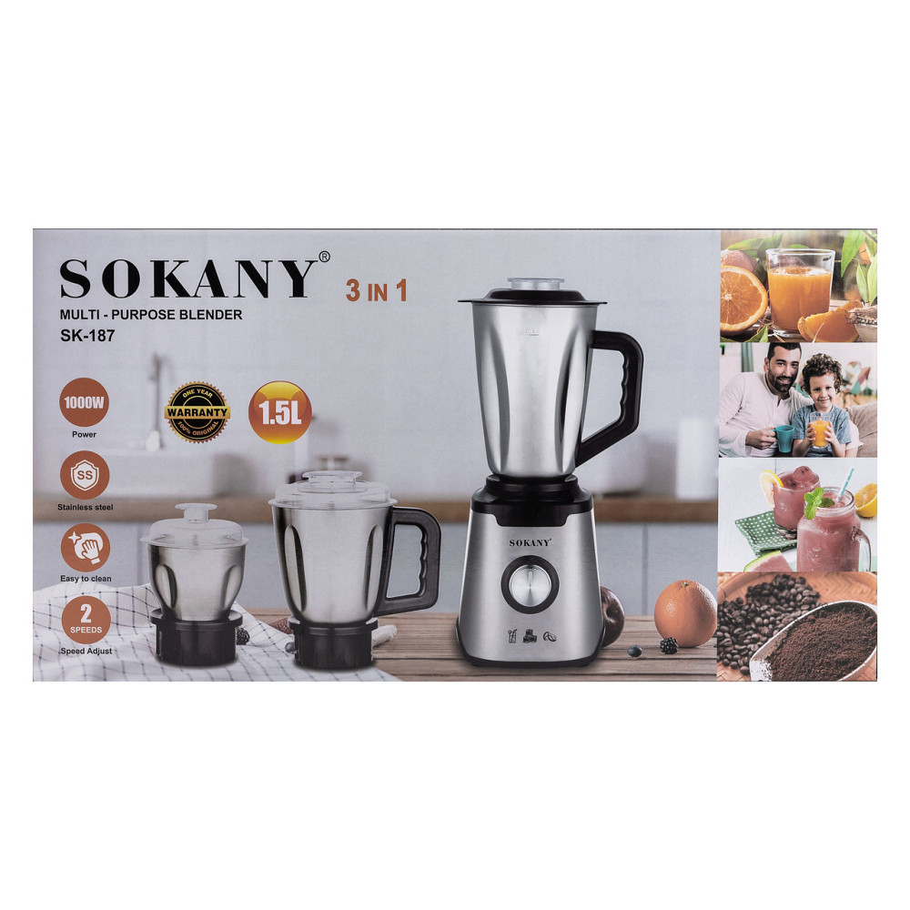 Sokany Блендер з чашею 1.5 літра для коктейлів та смузі портативний 2 режими швидкості з кавомо Коломыя - изображение 9