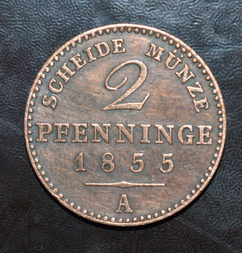 Німеччина 2 пфеннинга 1855год Пруссія. А Полтава - фото 1