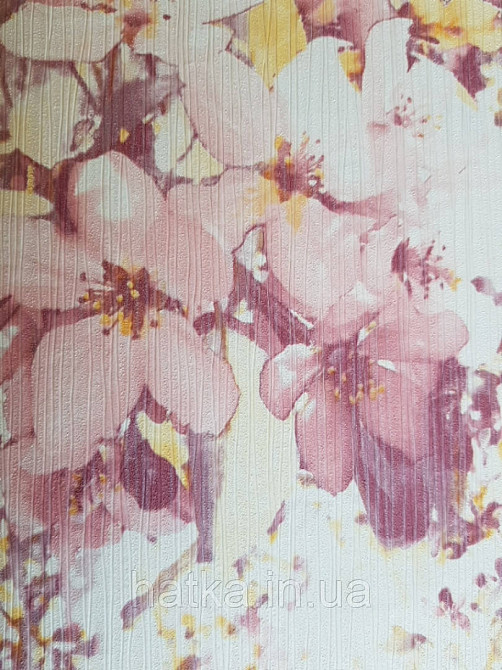 Виниловые обои на флизелине AS creation Attractive 0.53x10 цветы яркие розовые с желтым на белом Киев - изображение 4