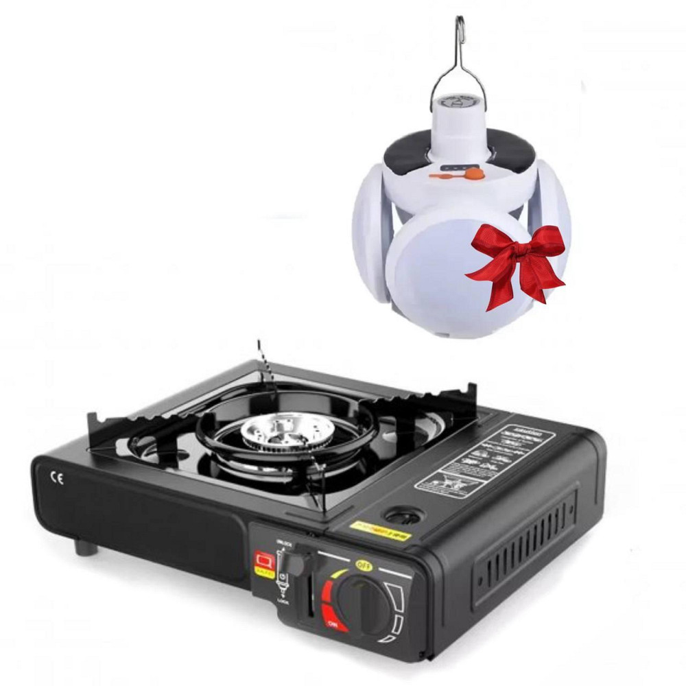 Портативна газова плита BDZ-155-A + Подарунок Ліхтар підвісний BL-2029 / Туристична похідна плита Київ - фото 1