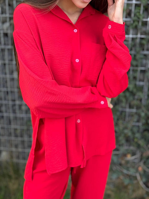 Костюм-трійка жіночий літній з шортами і брюками Червоний XL-XXL Харків - фото 5