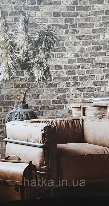 Обои виниловые на флизелине AdaWall Roka 1.06х10 под кирпич структурные серые черные беж серебристые 23104-3 Киев - изображение 1