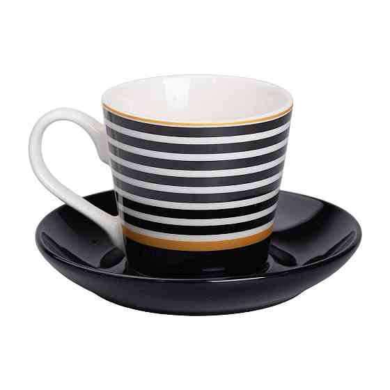 порцелянова чашка з чорним блюдцем 200 мл RX-N24708B Коломия