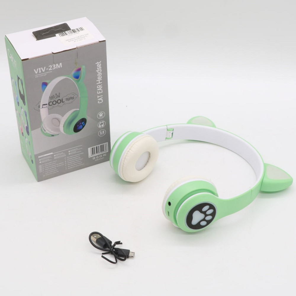 Бездротові навушники з котячими вушками, VZV-23M, Зелені / Дитячі Bluetooth навушники з мікрофоном Київ - фото 10