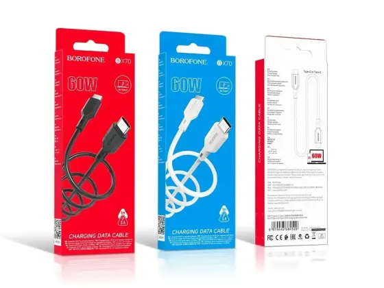 Кабель Type-C - Type-C 60Вт Borofone BX70 1М для заряджання портативної техніки 20V/3A Київ