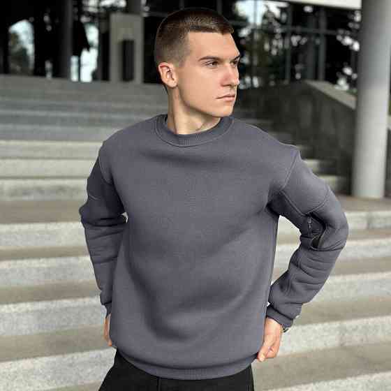 Світшот чоловічий зимовий однотонний сірий Pobedov Apex Київ