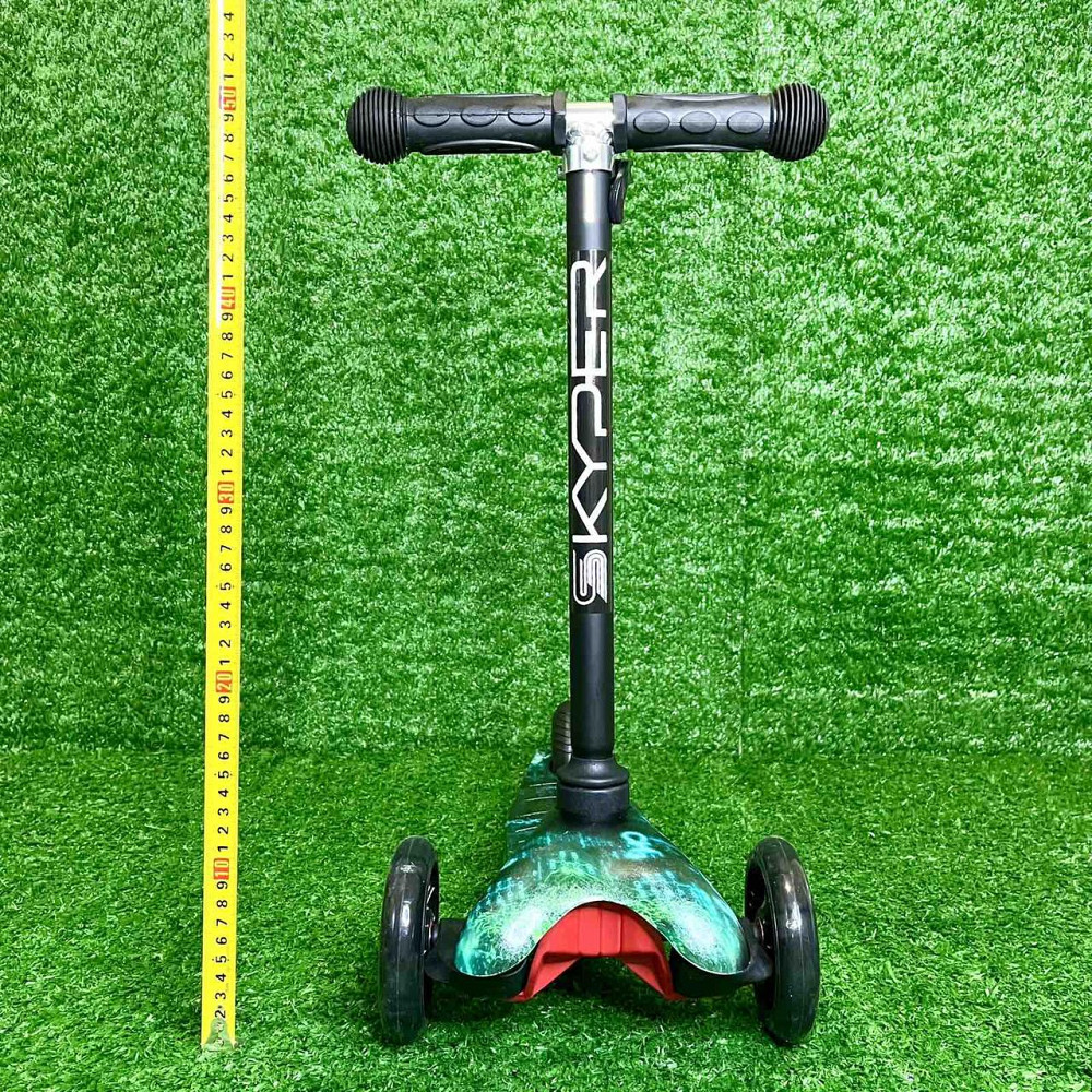 Самокат триколісний Skyper MINI колеса PU 120мм на 2-4 роки Чорний із зеленим (112-70899) Чернигов - изображение 7