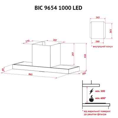 Вытяжка кухонная Perfelli BIC 9654 I 1000 LED Винница