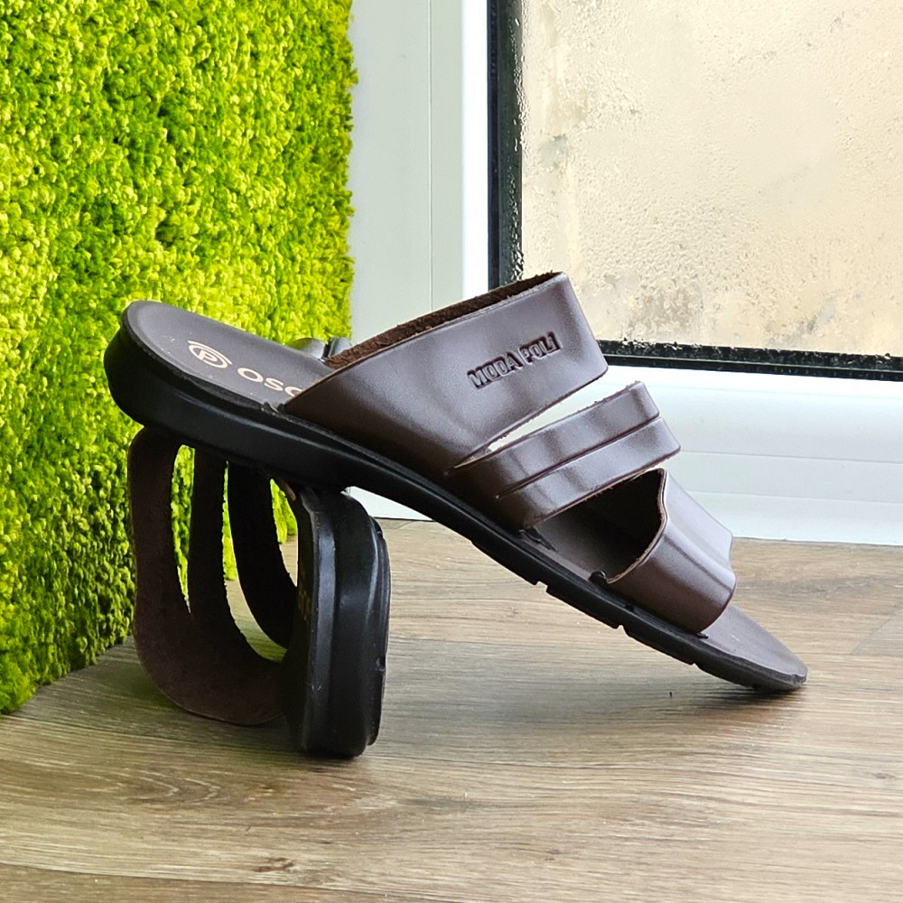 Мужские Шлёпанцы Тапочки Сланцы Коричневые Кожаные (размеры: 41,42,43,44,45) Днепр - изображение 5