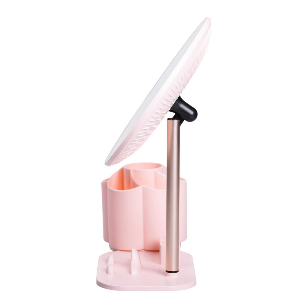 Круглое настольное зеркало для макияжа с подсветкой, розовое Киев - изображение 10