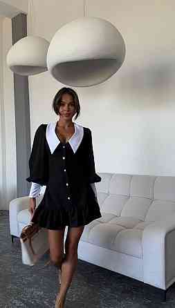 Женское платье с акцентным воротничком и стягивающими шнурочками на спинке костюмка Армани+Котон 46/48 Одесса