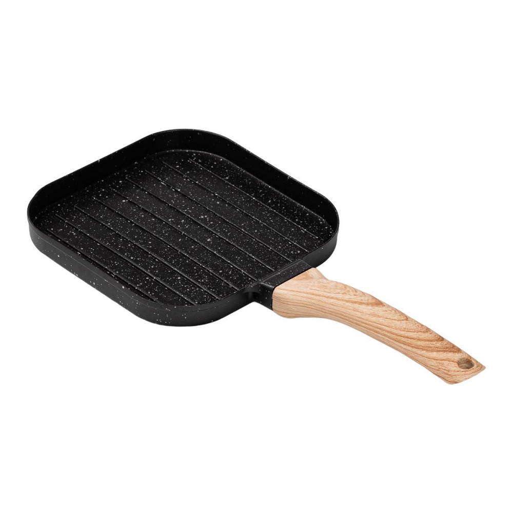 Сковорода гриль квадратна 18×18 см рифлена з гранітним покриттям чорна HP39568B Коломия - фото 3