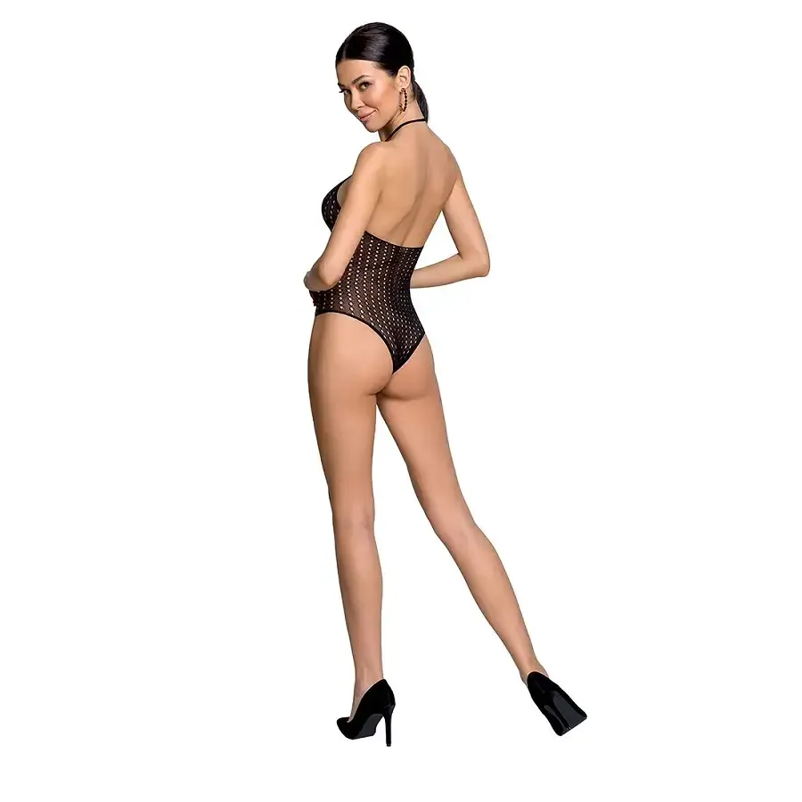 Бодістокінг з декольте Passion BS088 black, імітація корсетної шнурівки Львів - фото 4