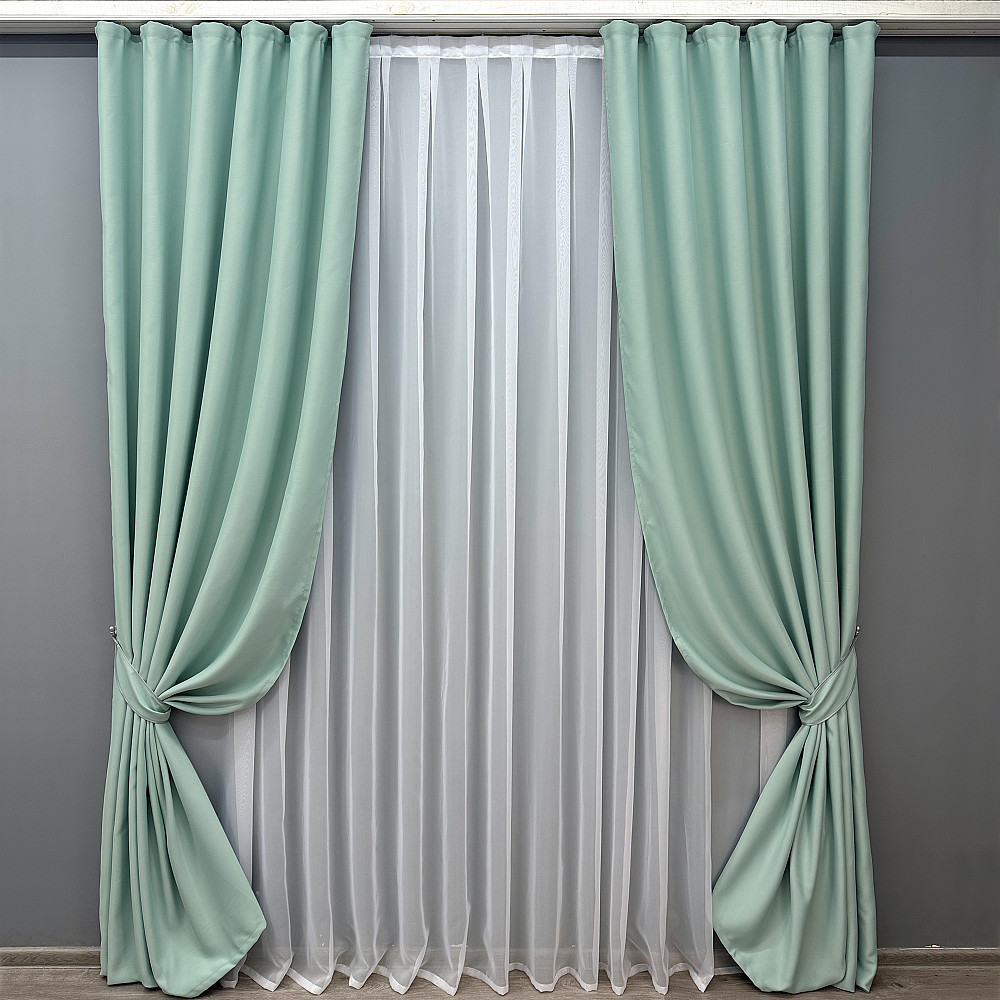 Комплект готових штор VR-Textil Bruno № 958ш Фісташковий 100х275 см 2 шт (31-349) Київ - фото 2