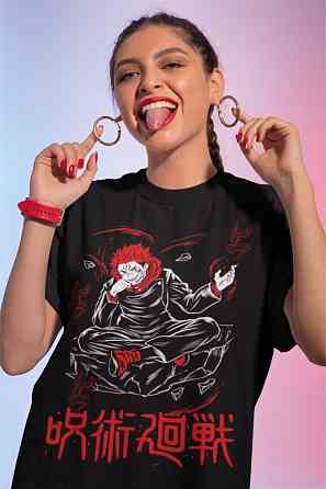 Футболка для мальчика аниме Магическая битва оверсайз (рост от 165 до 180 ) Черний AnimeJ0324m Днепр