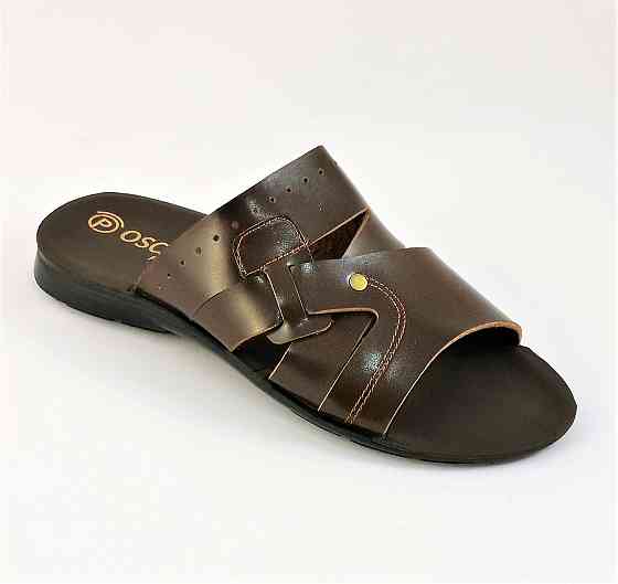 Мужские Шлёпанцы Тапочки Сланцы Коричневые Кожаные (размеры: 41,42,43,44) Днепр