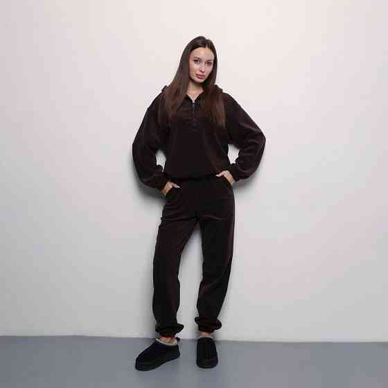 Темно-шоколадний костюм зимовий флісовий. Жіночий теплий костюм Pobedov Huggi жіночий Київ