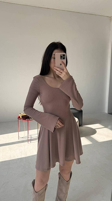 Жіноча стильна романтична сукня вільного крою з трикотажу в рубчик Моко, 46/48 Одеса - фото 3