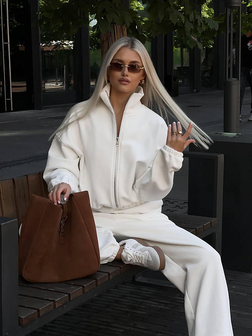 Женский теплый базовый костюм двойка в спортивном стиле трехнить на флисе Одесса - изображение 2