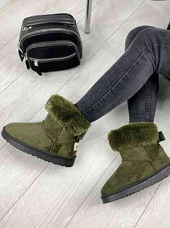 Угги жіночі Bella Paris зелений еко-замша зима ( -77) Коломыя
