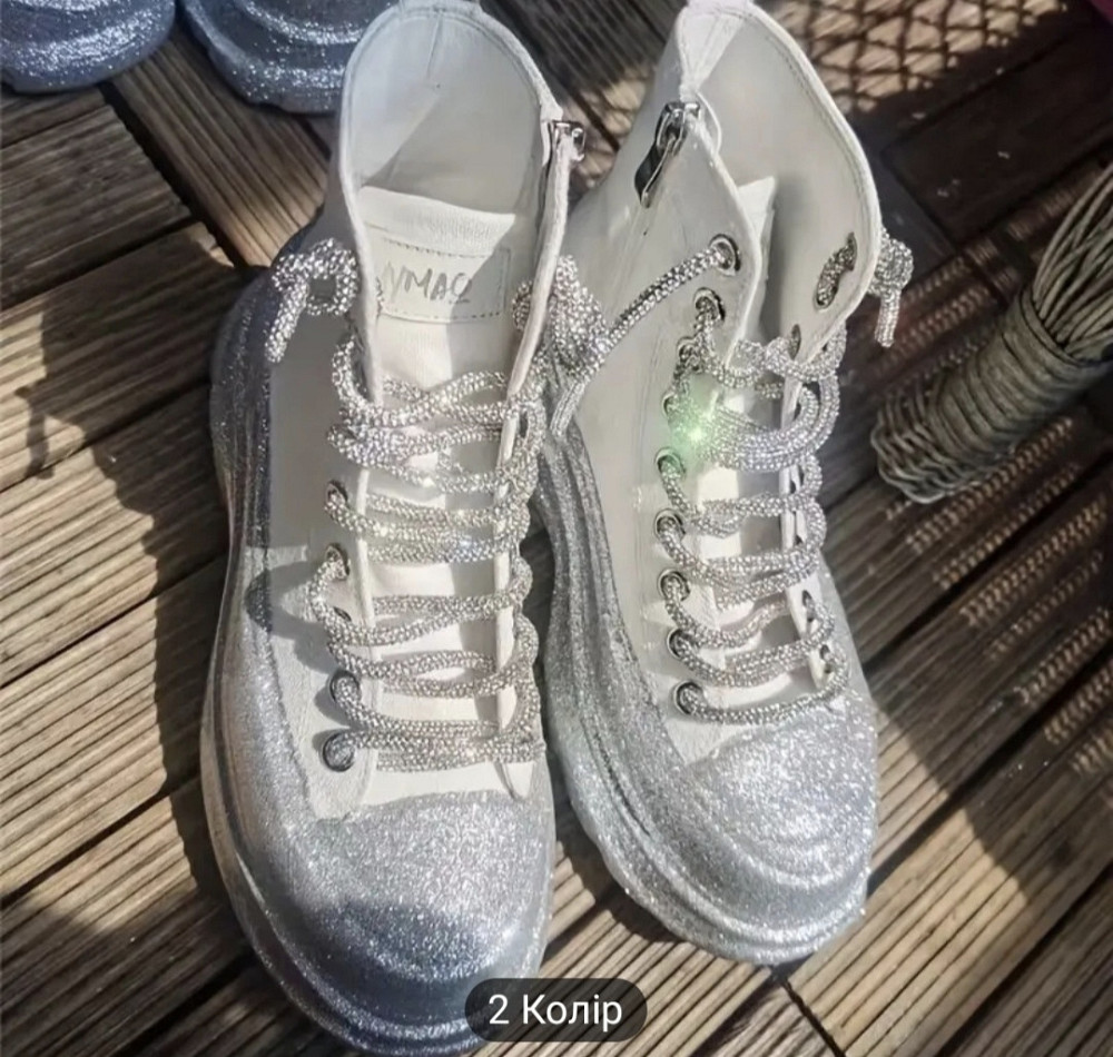 Шнурки зі стразами 2 шт Різнокольоровий  80 см Смела - изображение 6