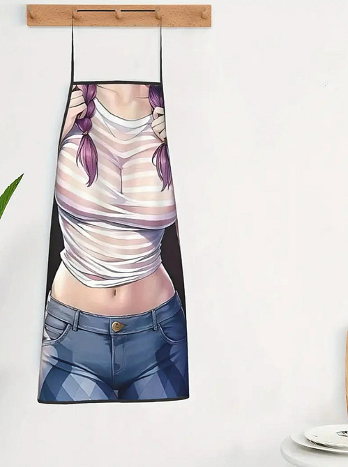 Фартух з приколом для жінок дівчинка з кісками 80 на 60 см різнобарвний Київ - фото 6