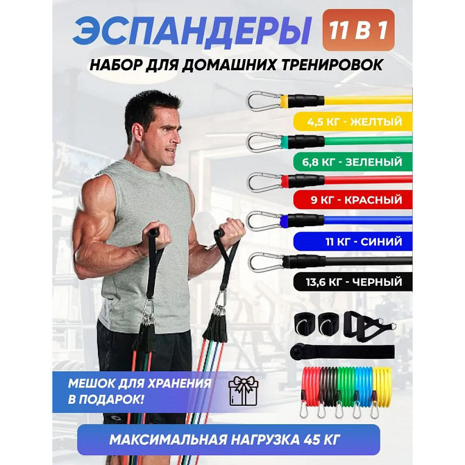 Эспандер для подтягивания на турнике exercise, Эспандер силовой прут для фитнеса, Эспандеры трубчатые WC-18 Львов - изображение 8