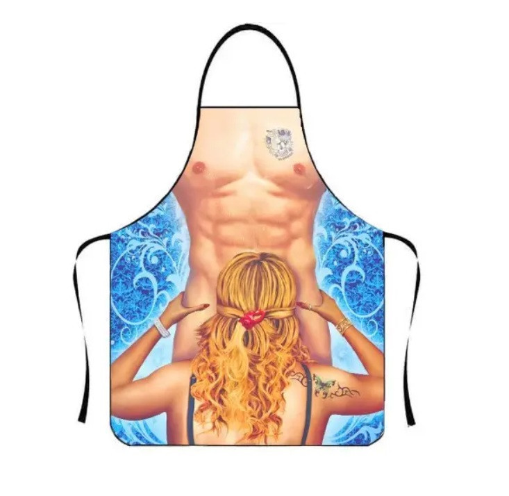 Фартук с приколом мужской с торсом и девушкой для кухни и гриля 73 на 57 см разноцветный Киев - изображение 3