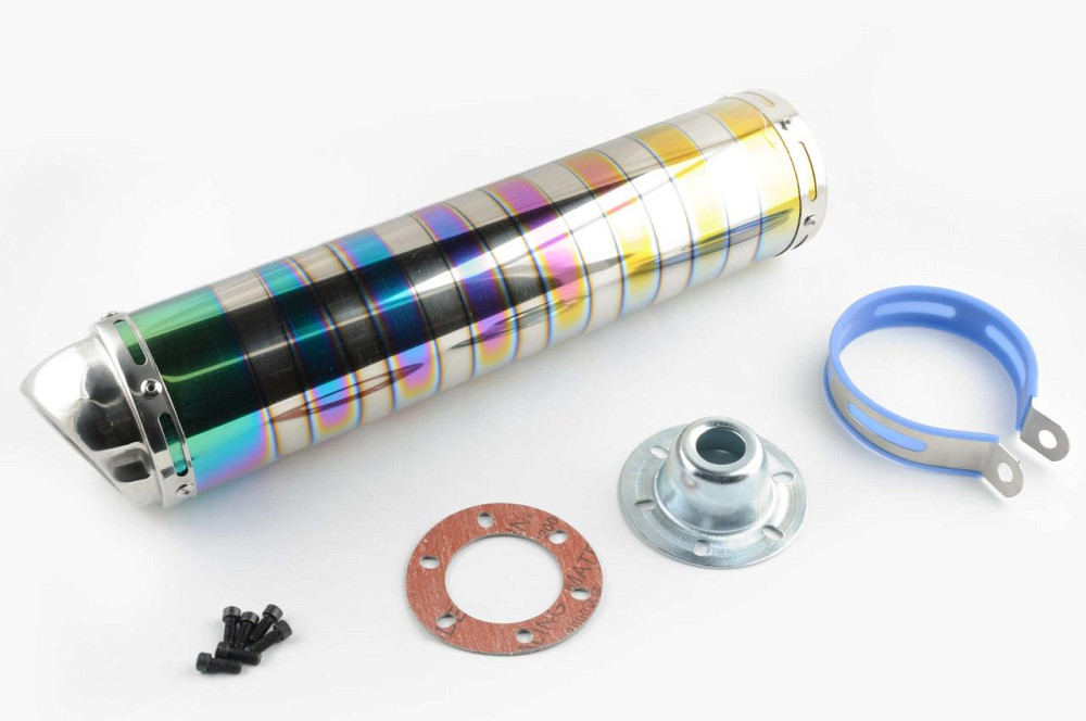 Глушник (тюнінг) 420*10 см, кріп. Ø78mm (нержавіюча сталь, зебра, кольоровий, прямоток, mod:5) Мукачево - фото 1