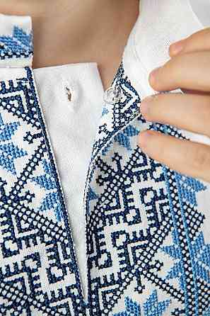 Вишиванка для хлопчиків, лляна, біла, топ Київ