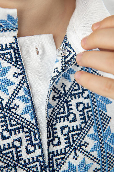 Вишиванка для хлопчиків, лляна, біла, топ Київ - фото 4