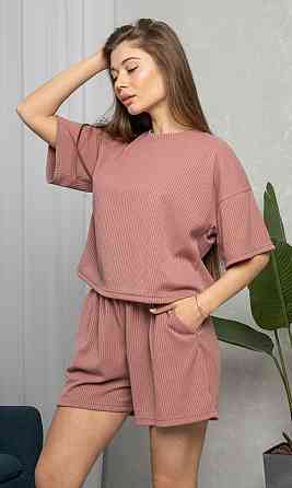 Стильний легкий костюм у рубчик Пудровий 42/44 Харків