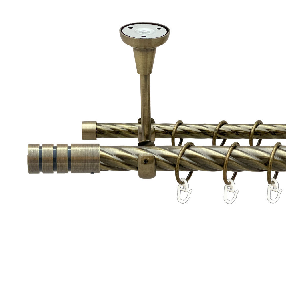 Карниз Orvit Модуло металевий дворядний відкритий до стелі скручена труба кільце металеве Антик 25\16 мм 160 Львов - изображение 1