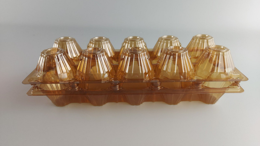 Упаковка для курячих яєць 10 осередків коричнева полегшена ПЕТ (50 шт) - тара для зберігання та транспортування Харків - фото 4