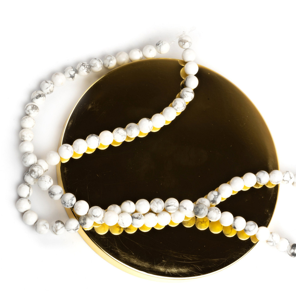 Хавлит натуральный камень для браслетов и подвесок бусины для рукоделия на нитке 39-41 см диаметр 8 мм Каменец-Подольский - изображение 4