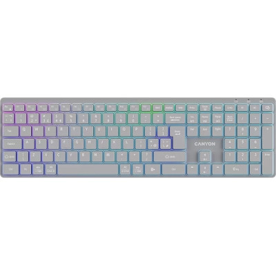 Клавиатура Canyon HKB-W11 Slim Dual Mode Wireless/Bluetooth RGB UA Grey (CNS-HBTK11G) Винница - изображение 1