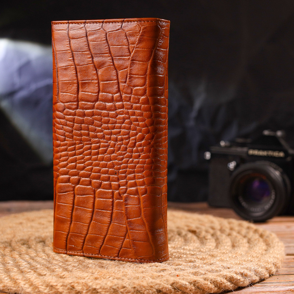 Жіночий шкіряний гаманець для карток купюр та монет CANPELLINI 21528 Рудий Київ - фото 19