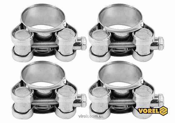 Хомут сталевий, з гвинтовим затискачем GBS W1 VOREL : Ø= 23-25/ 18 мм, оцинкований, 4 шт. [75] Одесса