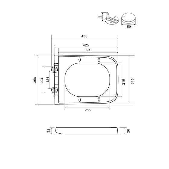 Сидіння-кришка для унітазу Mixxus Premium SEAT COVER QUADRO-2004 GRAY 425х358х32mm дюропласт  ( 10517 ) Харків