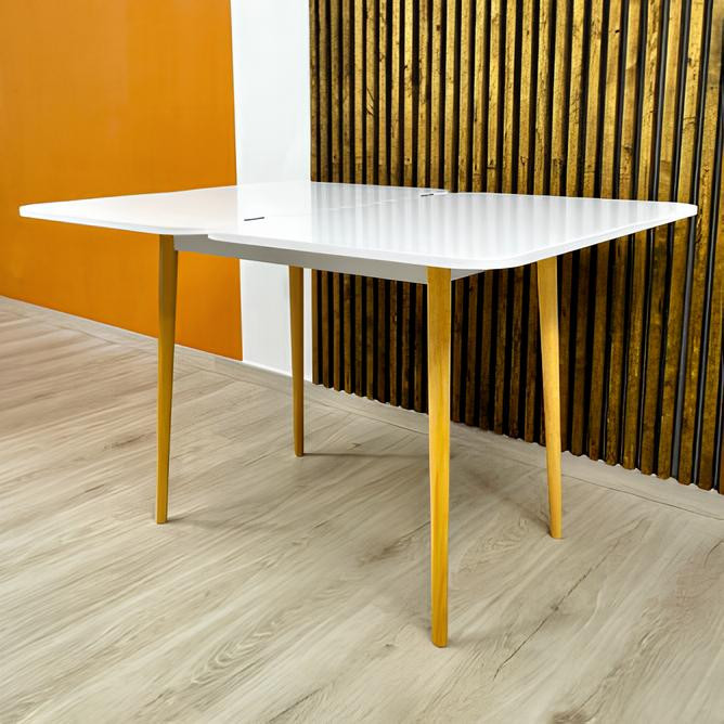 Дерев'яний розкладний обідній стіл LION Маямі-3 Німфея Альба (білий) 90х60/90х120 (LION-041272) ТОП Дніпро - фото 6