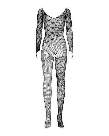 Бодистокинг Obsessive Bodystocking F210 S/M/L black, рукава-митенки, сетка, цветное кружево Sex Aura Киев