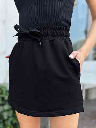 Жіноча літня спідниця-шорти турецька двонитка Чорний, 44 Одеса